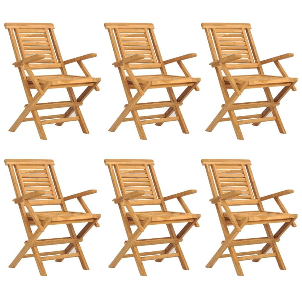 Vidaxl Skladacie záhradné stoličky 6 ks 56x63x90 cm tíkový masív